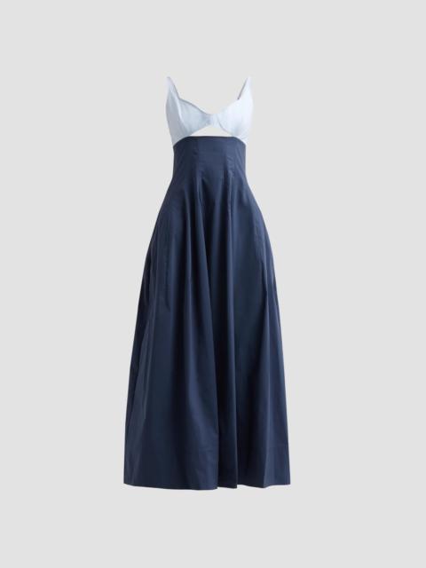 SIMKHAI Women's Maddy Cotton-Blend Cut-Out Midi Dress - Midnight Periwinkle Sky Multi