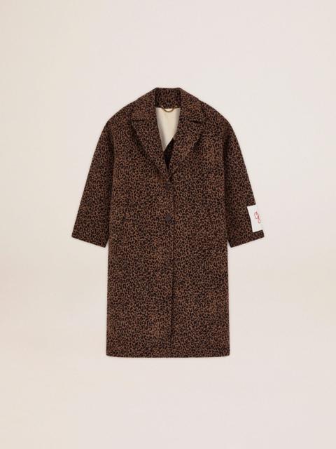 Golden Goose Women's single-breasted cocoon coat in wool with jacquard motif