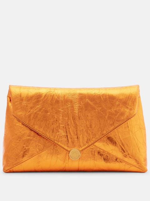 Dries Van Noten Envelope Medium metallic leather clutch