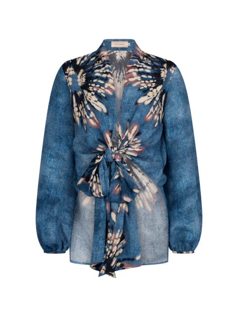 SILVIA TCHERASSI Honey Tie-Front Blouse blue