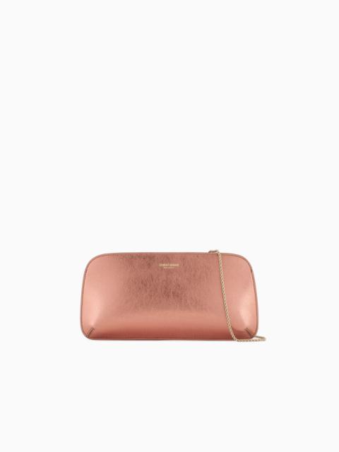 GIORGIO ARMANI LAMÉ LEATHER LA PRIMA HORIZONTAL CLUTCH BAG