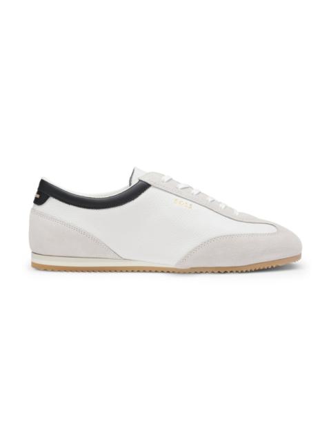 BOSS LEATHER SNEAKERS WITH SUEDE TRIMS