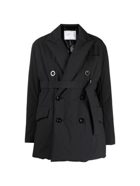 sacai double-breasted padded trench coat
