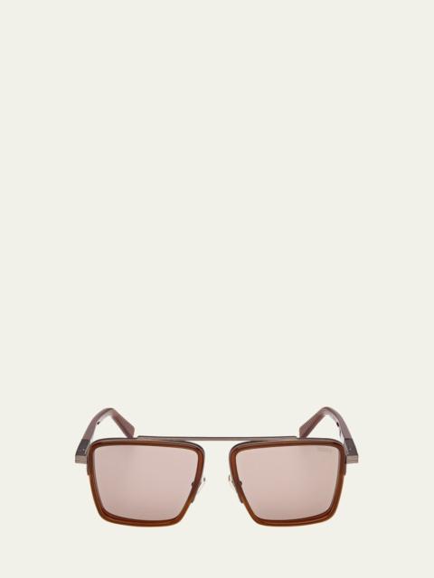 ZEGNA Men's Metal Aviator Sunglasses