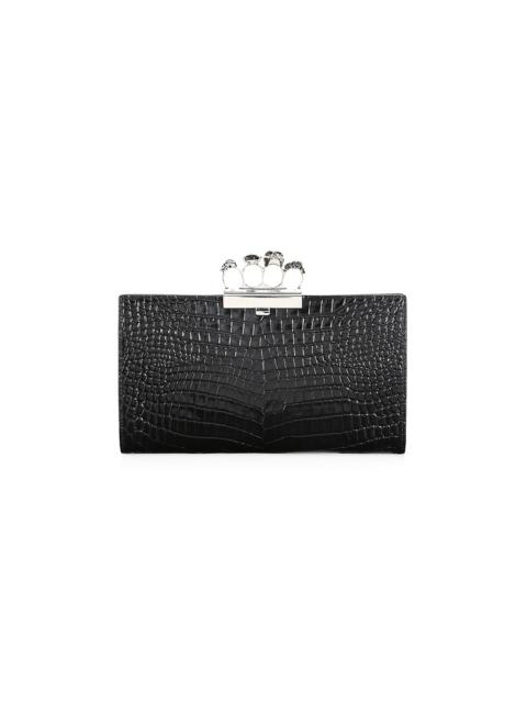 Alexander McQueen crocodile-embossed knuckleduster clutch