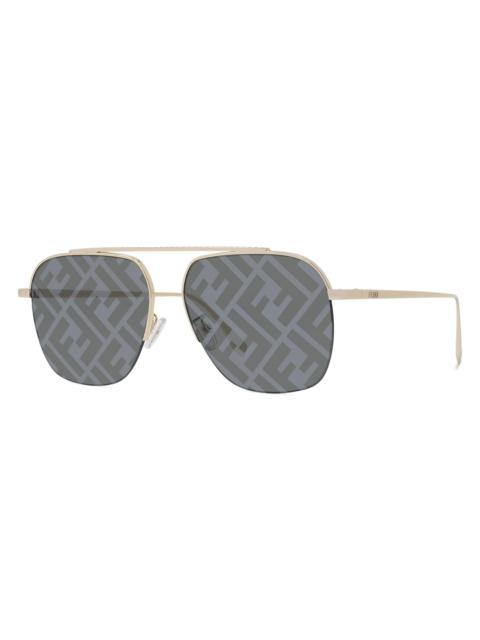 FENDI Women's Fendi Travel 57MM Geometric Sunglasses - Gold