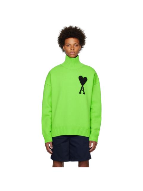 AMI Paris Green Ami de Cœur Turtleneck