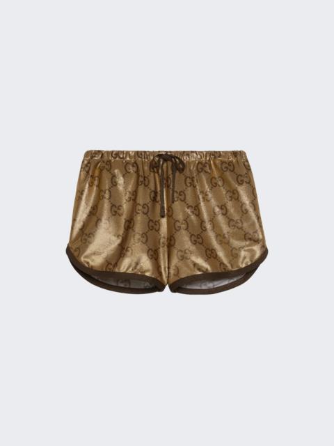 GUCCI Maxi GG Sparking Jersey Shorts Camel Gold