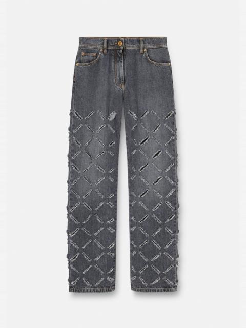 VERSACE Slashed Wide-Leg Jeans
