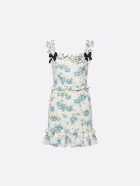 Alessandra Rich FLORAL-PRINT SILK MINI DRESS WITH RUFFLES