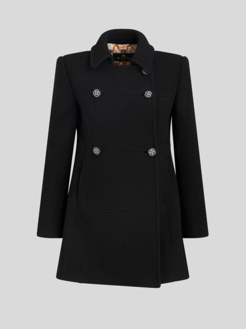 PEACOAT WITH FLORAL BUTTONS