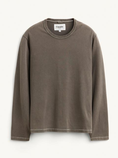 Corridor GARMENT DYE LS TEE - BROWN
