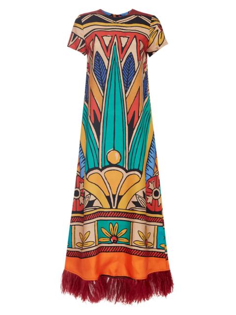 La DoubleJ Women's Swing Dress with Feathers - Philae Placee Multicolor