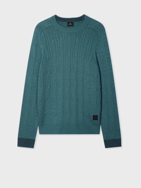 Paul Smith Mid Blue Cable-Knit Cotton Sweater
