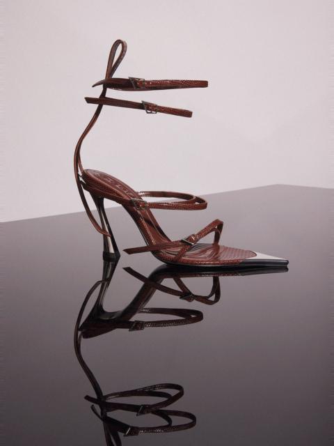 MUGLER dark brown leather strappy fang 95 sandals
