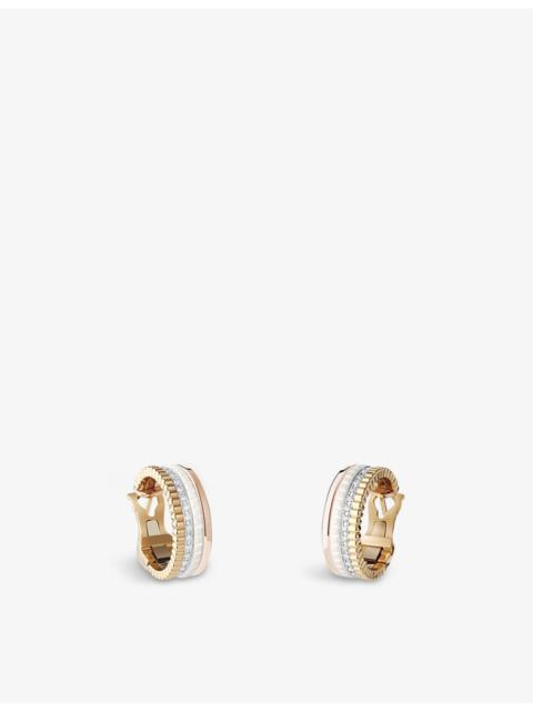 Boucheron Quatre White Edition 18ct white-gold, rose-gold, yellow-gold, ceramic and 0.36ct diamond hoop earrin