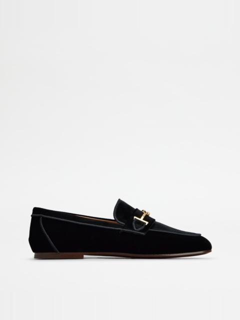 Tod's LOAFERS IN VELVET - BLACK