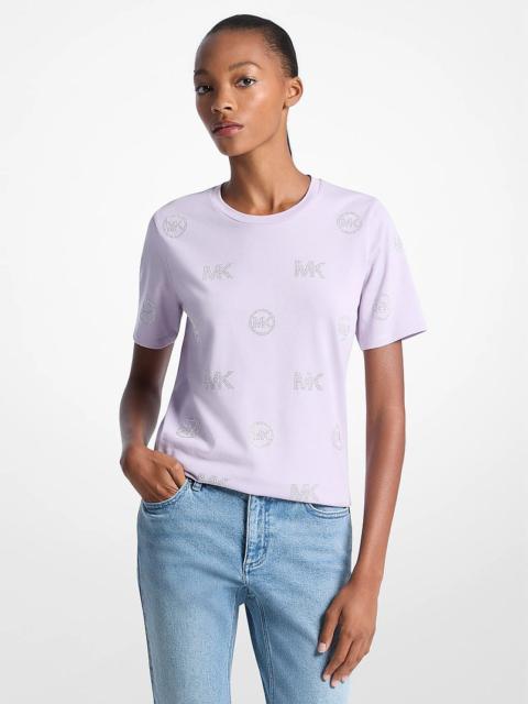 MICHAEL KORS Embellished Logo Cotton T-Shirt