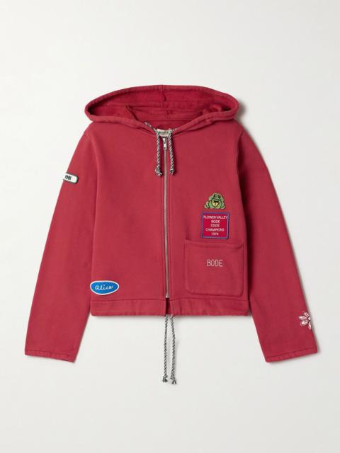 BODE Camper appliquéd cotton-jersey hoodie Red