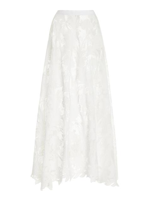 Guipure-Lace Maxi Skirt white