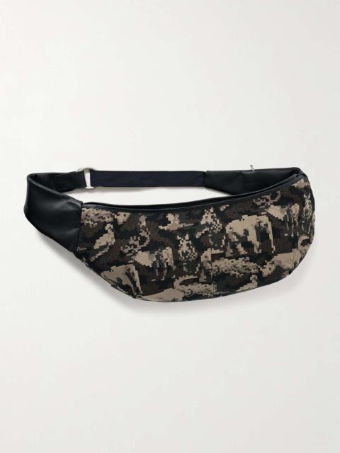 master-piece + nowartt Digital Zoo Leather-Trimmed Jacquard Messenger Bag