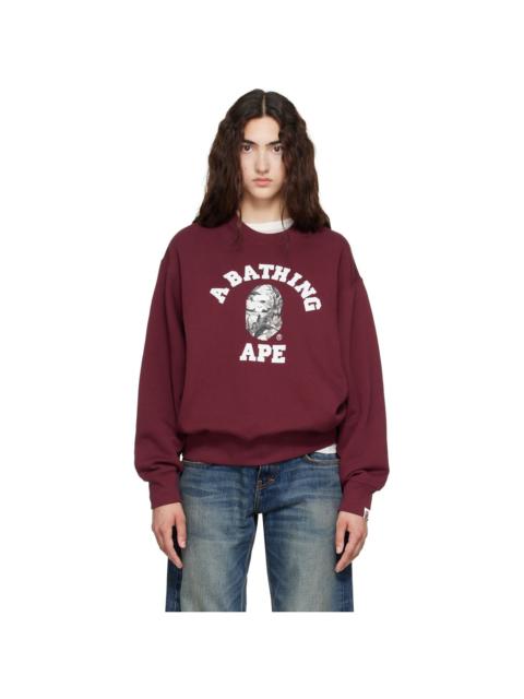 A BATHING APE® Red Tree Edge Camo College Relaxed Fit Crewneck Sweatshirt