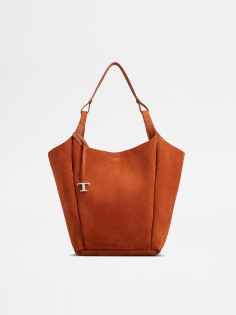 Tod's BUCKET BAG IN SUEDE MEDIUM - ORANGE