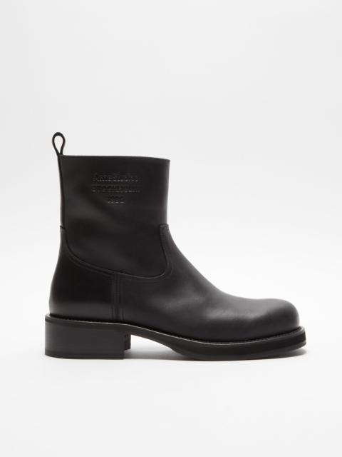 Leather waxed boots - Black
