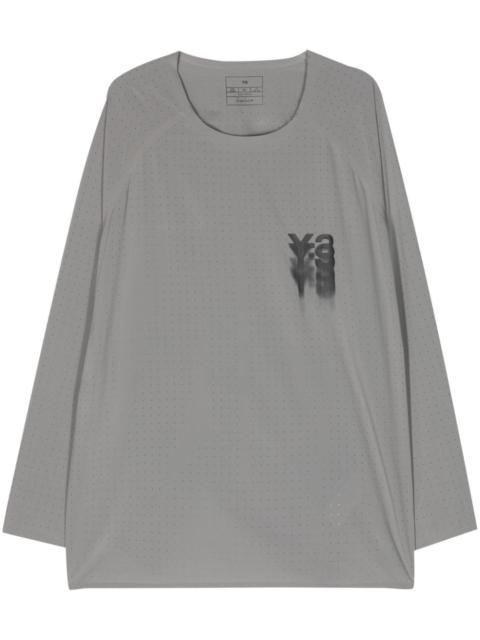 Y-3 logo-print perforated T-shirt