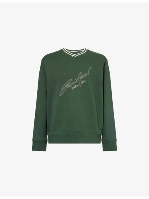 EMPORIO ARMANI Logo-Embroidered Crew-Neck Cotton Sweatshirt