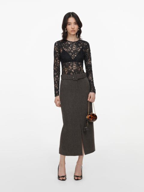 self-portrait Brown Wool Midi Skirt