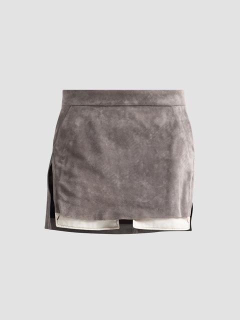 Rick Owens Women's Fog Cut-Off Leather Mini Skirt - Steel