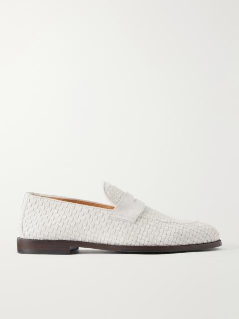 Brunello Cucinelli Woven Suede Penny Loafers