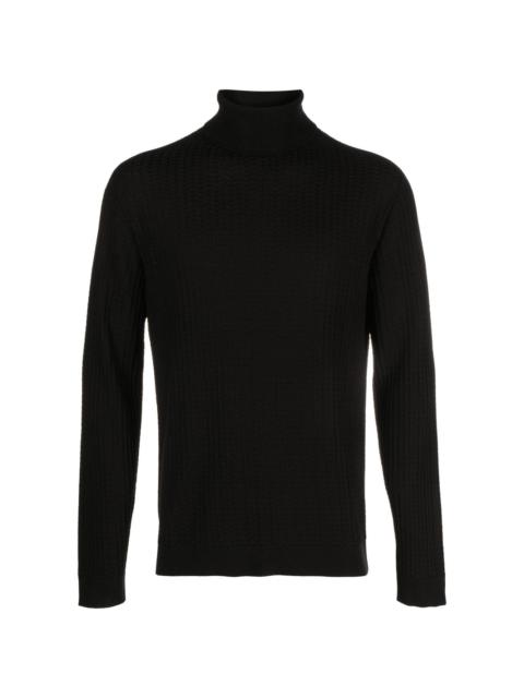 roll-neck intarsia-knit jumper