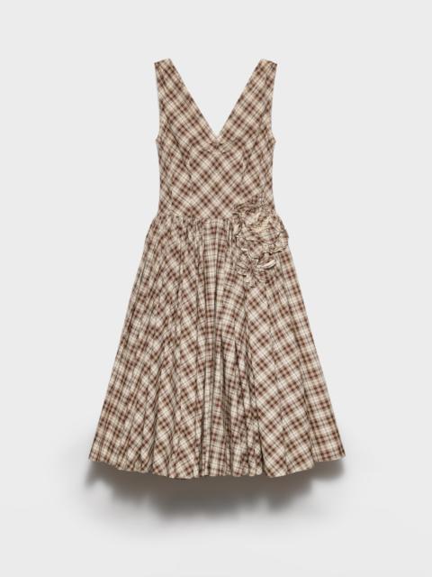 Prada Embroidered checked poplin dress