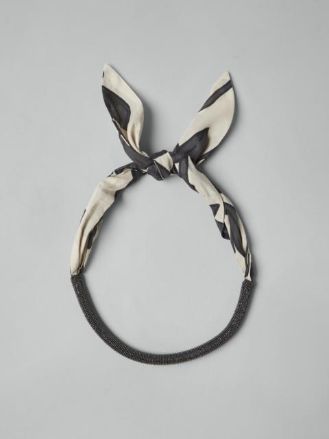 Precious choker with ramage print poplin bow