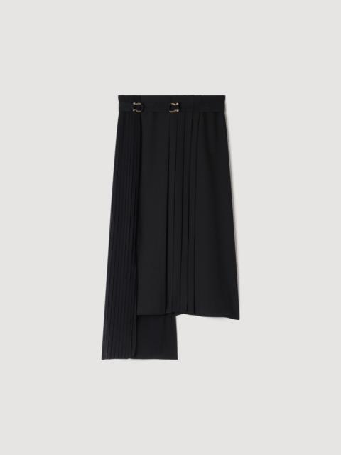 Sandro MAXI ASYMMETRICAL PLEATED SKIRT