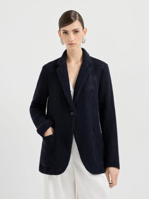 Brunello Cucinelli Cotton Diamond yarn net knit blazer