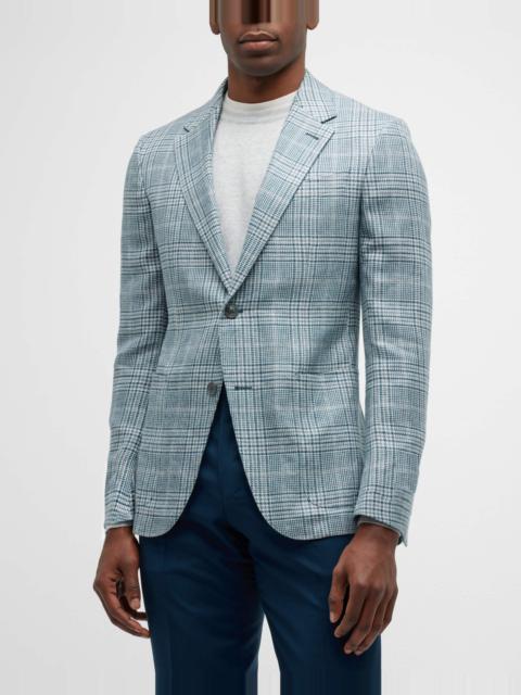 Men's Plaid Linen-Blend Sport Coat