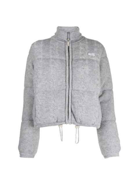 GCDS cable-knit zip-up bomber jacket