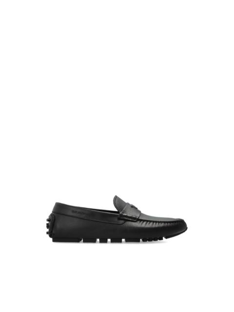 EMPORIO ARMANI logo-detail leather loafers