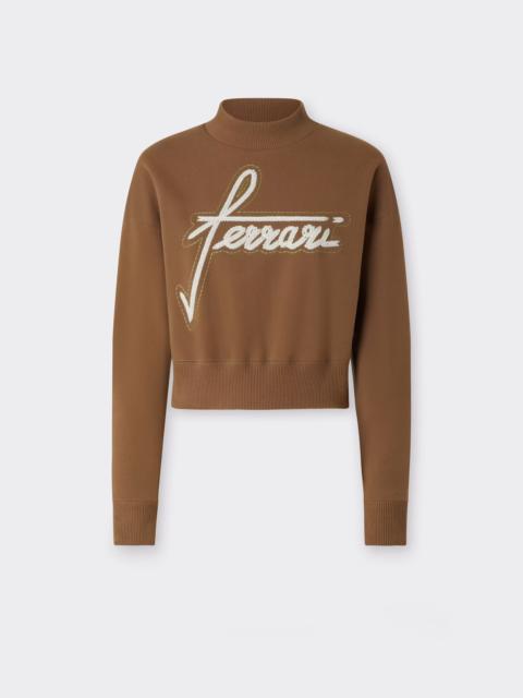 Ferrari Cotton Crew-neck Sweatshirt with Embroidery