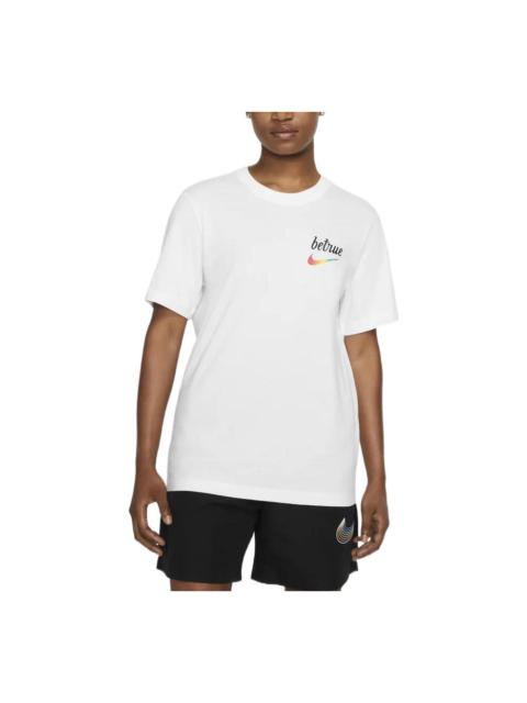 Nike Nike 단단한 색깔 인쇄 둥근 목 짧은 소매 Unisex 백색 t-셔츠 DJ0929-100