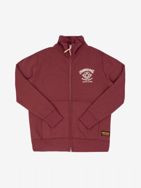 Iron Heart IHSW-60-BUR Printed 14oz Ultra Heavyweight Loopwheel Cotton Zip Up Sweater - Burgundy