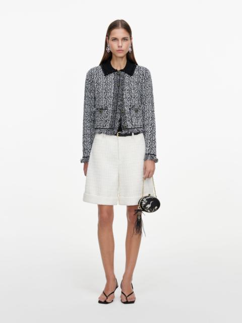 self-portrait Cream Sequin Boucle Tailored Shorts