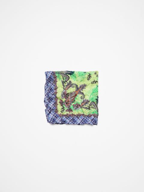 Print silk scarf - Green/blue