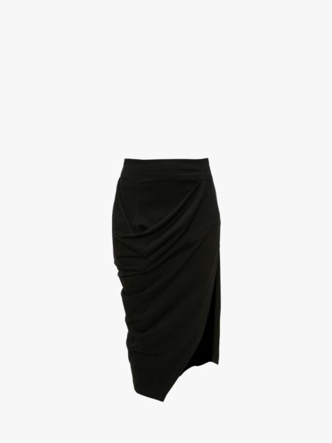 ASYMMETRIC DRAPED MIDI SKIRT