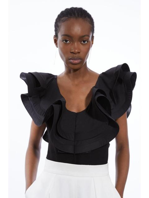 KAREN MILLEN Cotton Ruffle Detail Bodysuit