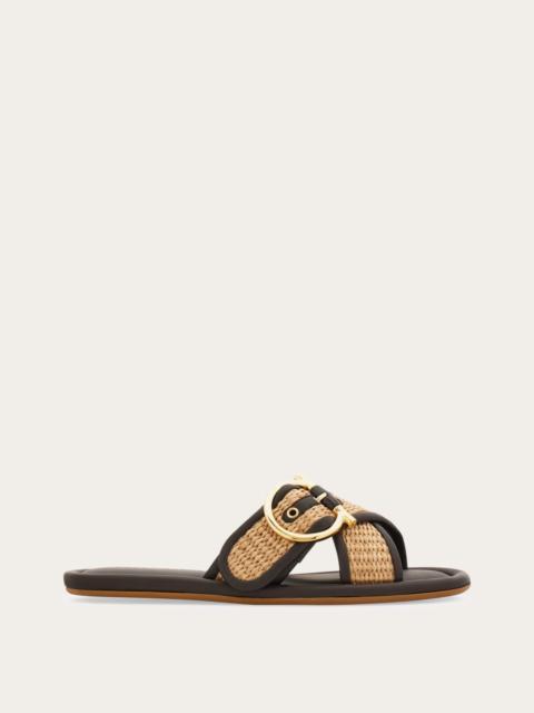 FERRAGAMO Double strap Gancini ornament slide
