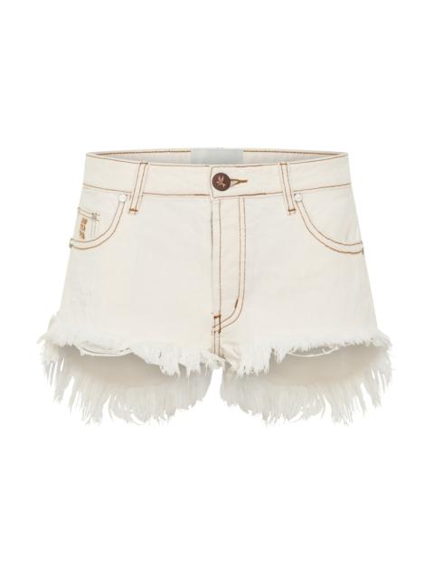 ONE TEASPOON Micro Dukes Low Waist Mini Denim Shorts - White Beauty